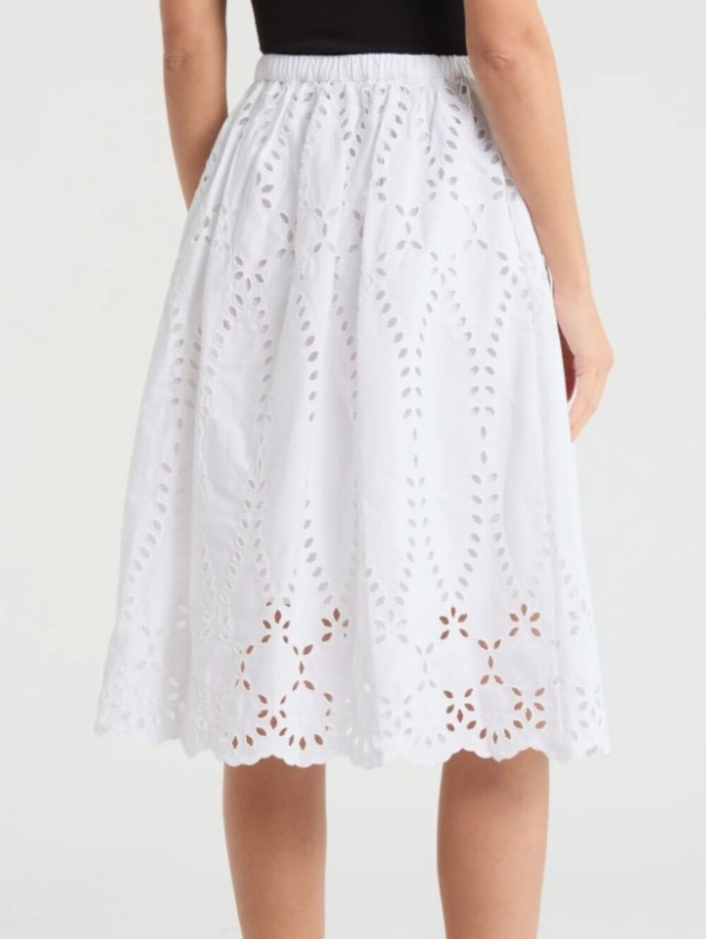 Frank & Eileen Gracie White Cotton Eyelet Midi Skirt Size Large - Picture 3 of 7